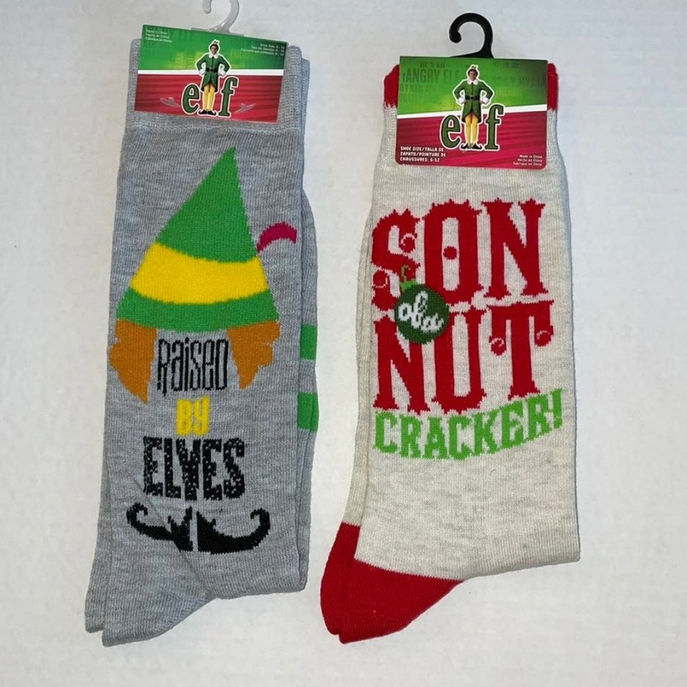 2 Pair Buddy the Elf Christmas Movie Socks NEW